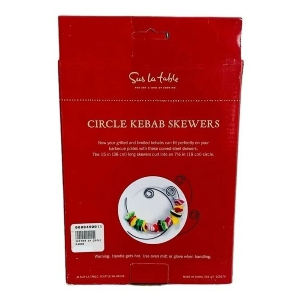 Sur La Table Circle Kebab Skewers Black Metal Grill BBQ Set of 4 15